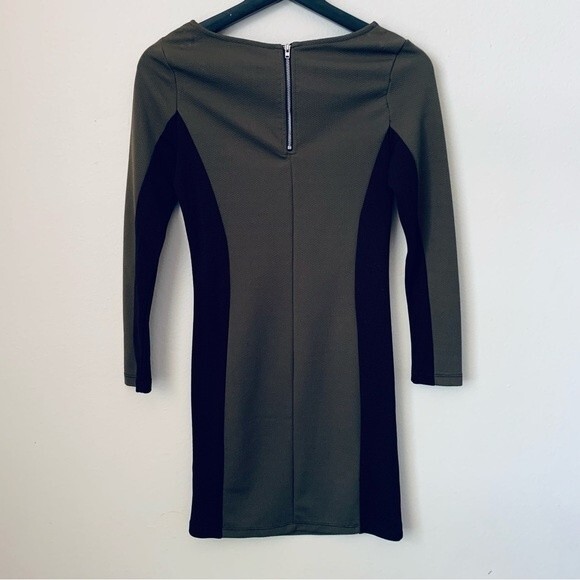 H&M Forest Green & Black Cocktail Date Night Bodycon Ribbed Mini Dress | Size: 8 - Picture 12 of 14
